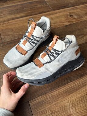 On Running Women's Cloud Sneaker in White and Brown